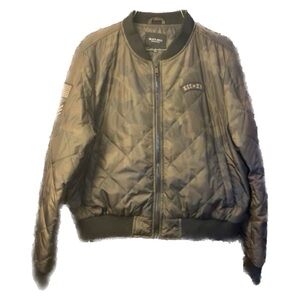 Brave Soul Black Green Camouflage Bomber style puffer jacket Large unisex